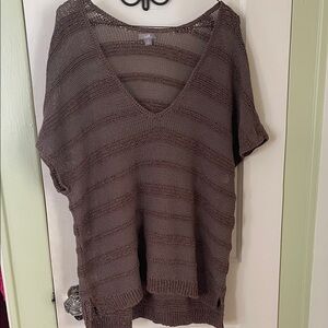 J. Jill Brown Crochet Knit Sweater